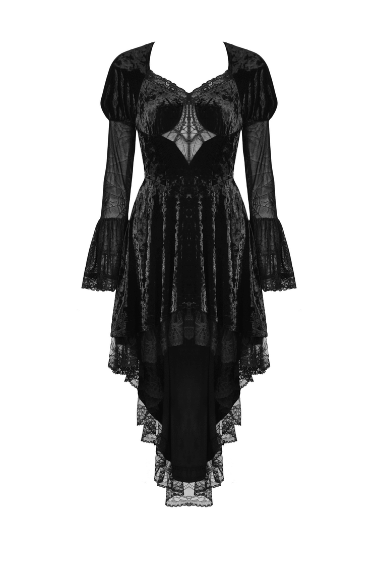 Dark Velveteen Spiderweb High-Low Dress - Embrace the Night - image 4