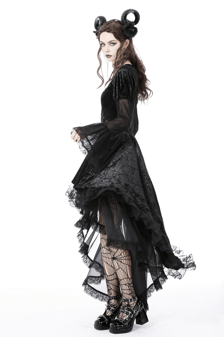 Dark Velveteen Spiderweb High-Low Dress - Embrace the Night - image 12