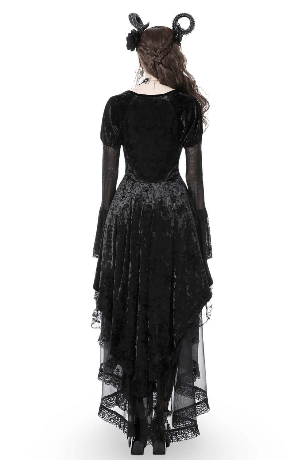 Dark Velveteen Spiderweb High-Low Dress - Embrace the Night - image 2