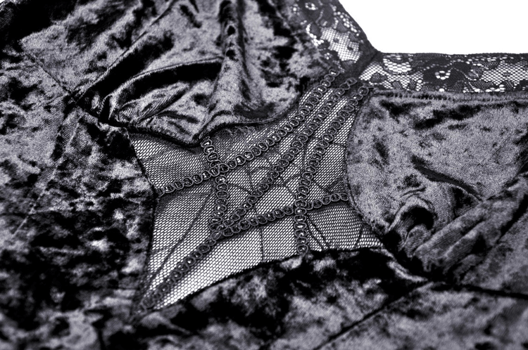 Dark Velveteen Spiderweb High-Low Dress - Embrace the Night - image 7