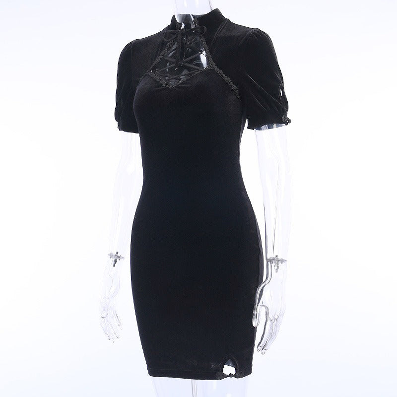 Dark Vintage Gothic Summer Women Dress / Spring Strap Hollow Out Dress / Gothic Aesthetic Clothes - image 3