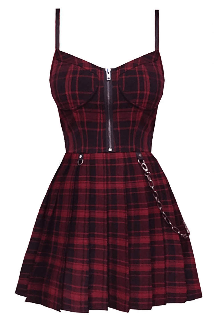 Dark Women's Gothic Dress With High Waist / Pleated A-line Mini Dresses - image 2