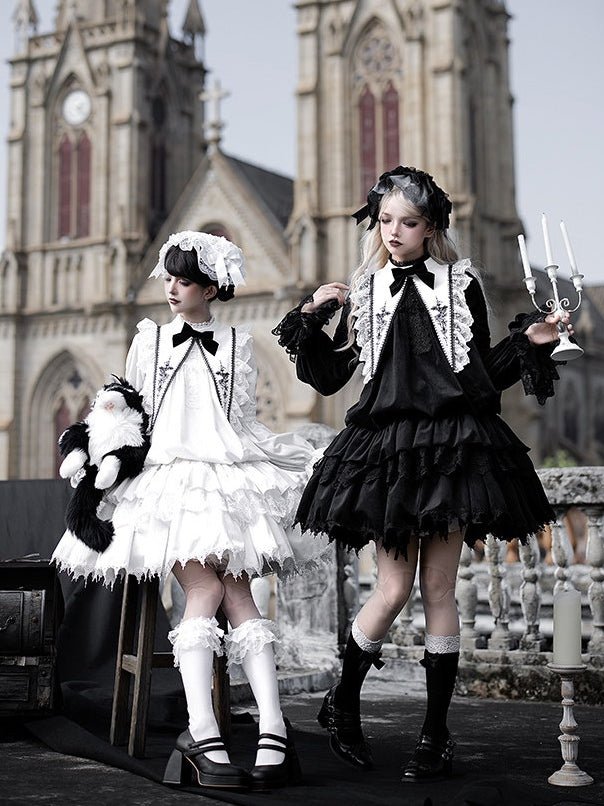 White Gothic Lolita OP dress back view