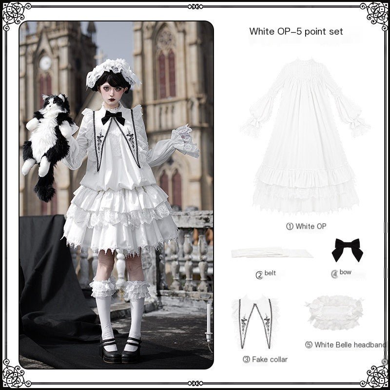 White Dawn Chime Gothic Lolita OP dress set