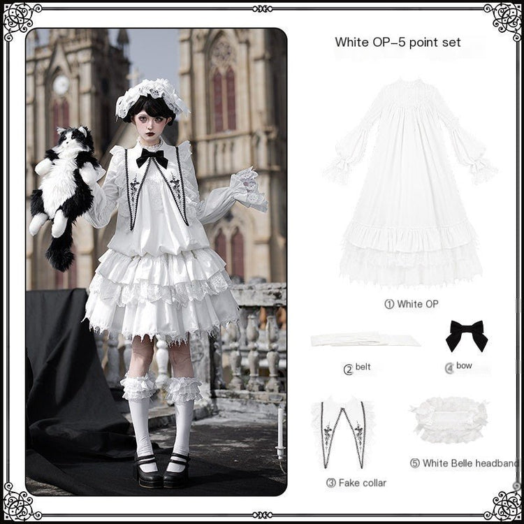 White Dawn Chime Gothic Lolita OP dress set