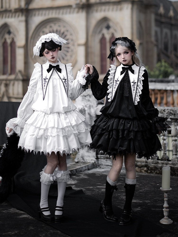 White Gothic Lolita OP dress styling