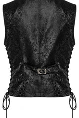 Black V Collar Jacquard Lace-Up Men's Gothic Vest - Product - 7