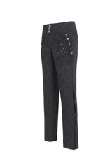 Black Jacquard Embroidery Men's Gothic Pants - Product - 7
