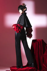 Black [Day and Night Song] Long Sleeves Ruffle Ouji Gothic Lolita Skirt Blouse - Product - 9