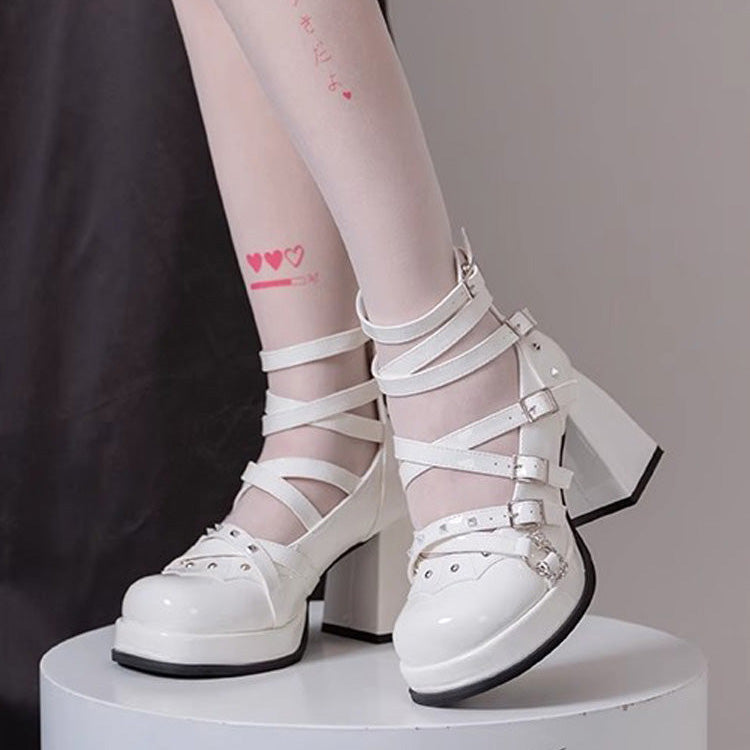 Gothic Punk Judgment Angel Patent Leather Lolita High Heels 2 Colors - Product - 7