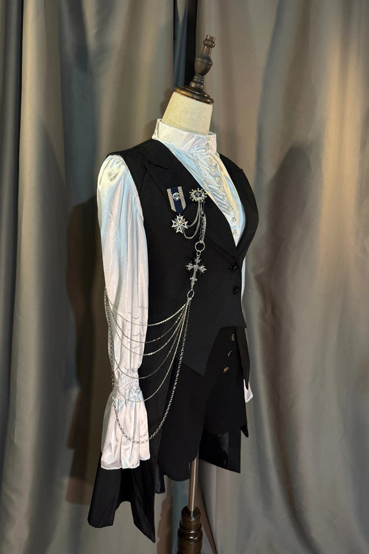 Black [Royal Knight] Gothic Vintage Cool Royal Ouji Lolita (Blouse / Shorts / Vest / Pants) - Product - 4