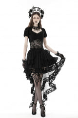 Black Multi-Layered Ruffled Lace Irregular Women's Gothic Swallow Tail Skirt - Product - 5
