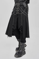 Black Buckle Chain Eyelet Men's Punk Skirt - Product - 2