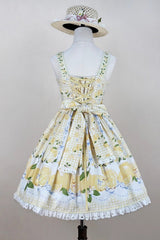 Yellow [Lemon Chicken] Print Ruffle Bowknot Lace Sweet Lolita Jsk Dress - Product - 15