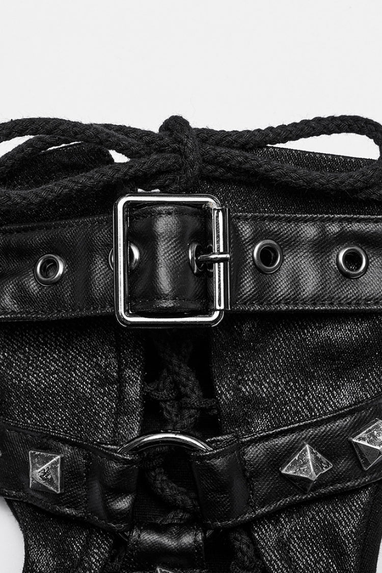 Rivets Print Lace-Up Men's Steampunk Gloves 2 Colors - Product - 7