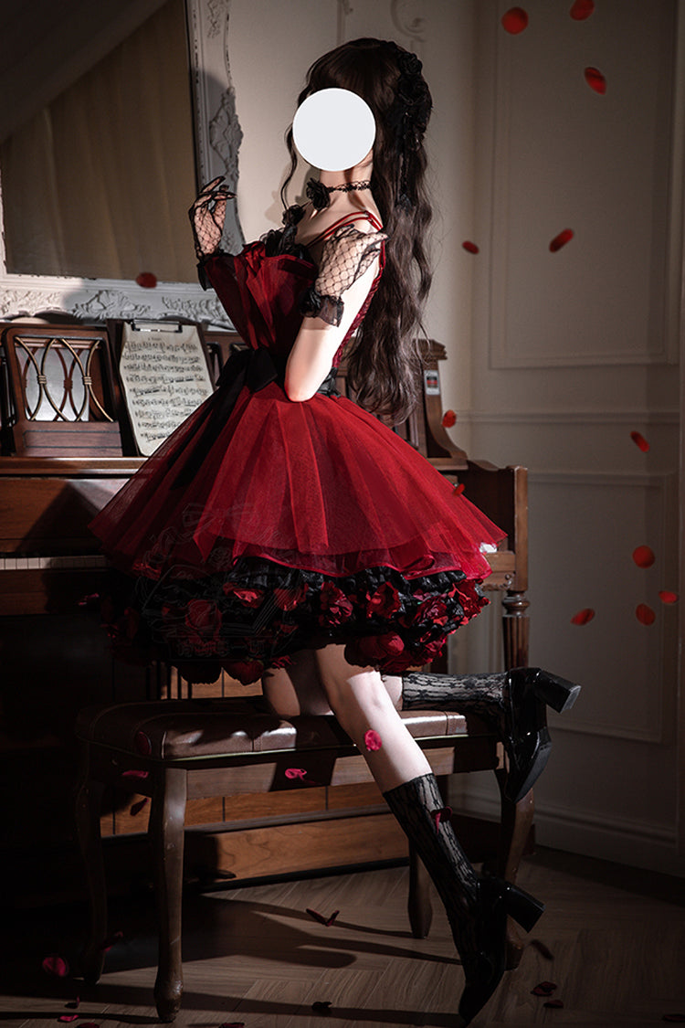 Wine Red [Eternal Night Bouquet] Sleeveless Ruffle Bowknot Sweet Princess Lolita Dress - Product - 7