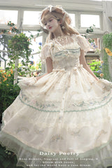 Multi-Color [Daisy Poetry] Print Ruffle Hollow Embroidery Lace Sweet Elegant Princess Lolita Jsk Dress - Product - 5