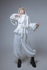 White Rabbit Hunting White Moonlight Edition Vintage Ouji Fashion Lolita Trousers - Product - 2