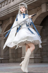 White/Blue [Star Knight] Print Punk Military Princess Handsome Ouji Lolita Skirt - Product - 5