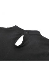 Black Short Sleeves Cut-Out Spider Cobweb Sheer Mesh Women's Gothic Top - Product - 17