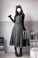 Grey [Letters & Poems · Grace] Ruffled Daily Elegant Classic Lolita Jsk Dress 2 Versions - Grey(Long) - 9