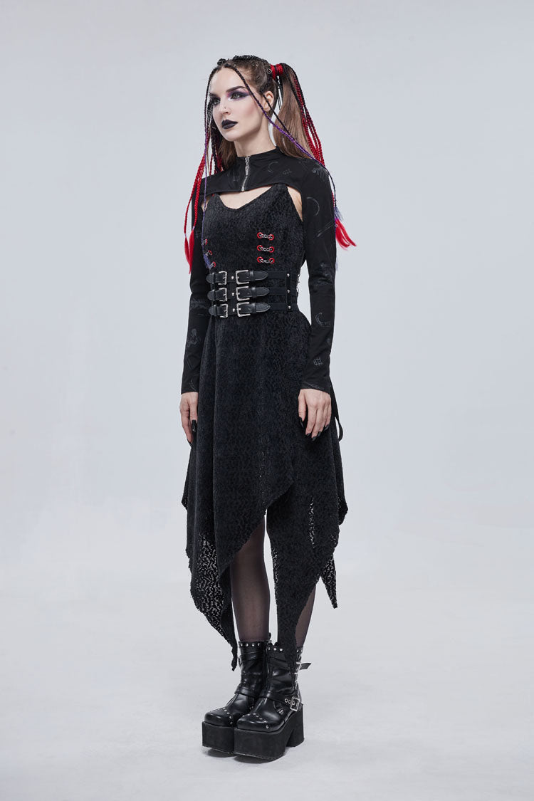 Black Bone Printed Strappy Zipper Women's Gothic Cape - Product - 7
