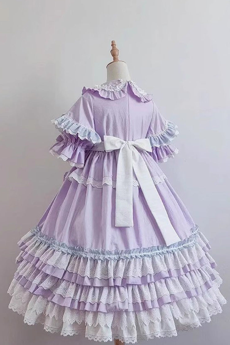 Purple Star Sugar Short Sleeves Multi-layer Ruffle Bowknot Sweet Lolita Dress - Product - 4