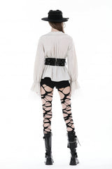 Black Lace-Up Buckled Zippered Women's Punk Shiny PU Corset - Product - 4
