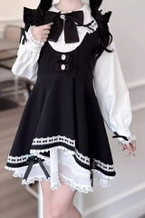 Rabbit Ears Sleeveless Ruffle Bowknot Lace Sweet Jirai Kei Strap Dress 3 Colors - Product - 6