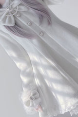 Ivory Long Sleeves Bowknot Rabbit Ears Detachable Hooded Japanese Jirai Kei Coat - Product - 9