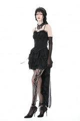 Black Ruffled Lace Splice Lace-Up Women's Gothic Overbust Corset - Product - 9