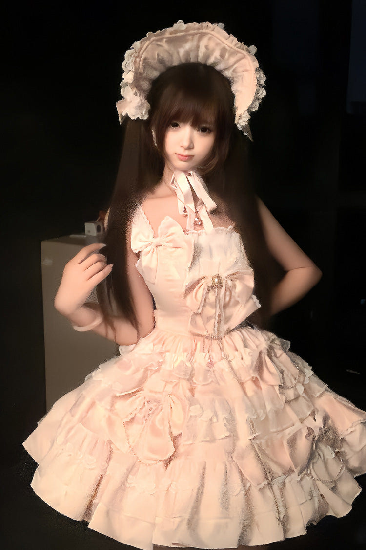Pink [Sweetheart Doll] Multi-Layered Ruffle Bowknot Lace Sweet Princess Gorgeous Lolita Jsk Dress - Product - 5