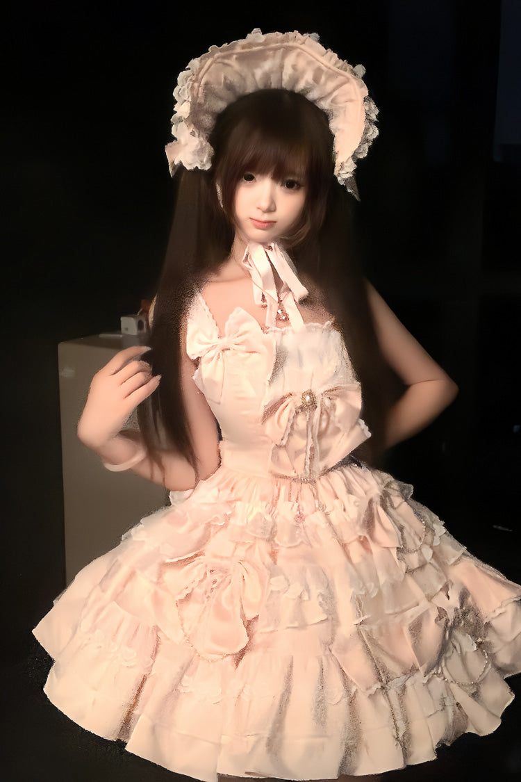 Pink [Sweetheart Doll] Multi-Layered Ruffle Bowknot Lace Sweet Princess Gorgeous Lolita Jsk Dress - Product - 5