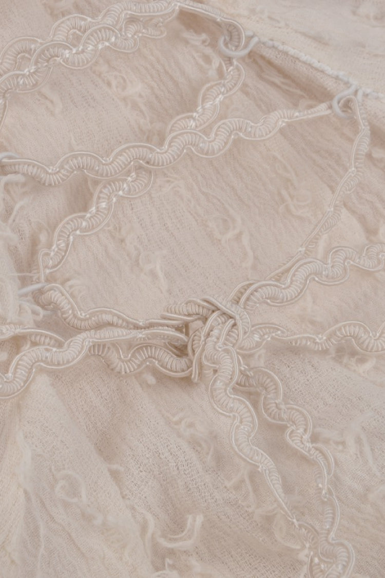 Beige Irregular Multi-Layered Ruffled Lace Women's Steampunk Vintage Dress - Product - 15