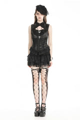 Black Sleeveless Cut-Out Lace Trim Side Lace-Up Women's Gothic Sexy Corset Top - Product - 5