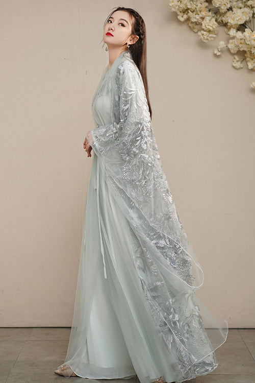 Grey Large Size Ancient Costume Full Set Of Sweet Hanfu Dress - Product - 3