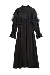 Lace Cape Long Sleeves Bowknot Slim Jirai Kei Japanese Dress 5 Colors - Product - 11