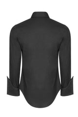 Black Long Sleeve Front Metal Pattern Buckle Sharp Corner Hem Men's Gothic Shirt - Product - 6