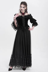 Black Stitching Floral Mesh Women's Gothic Skirt - Product - 7