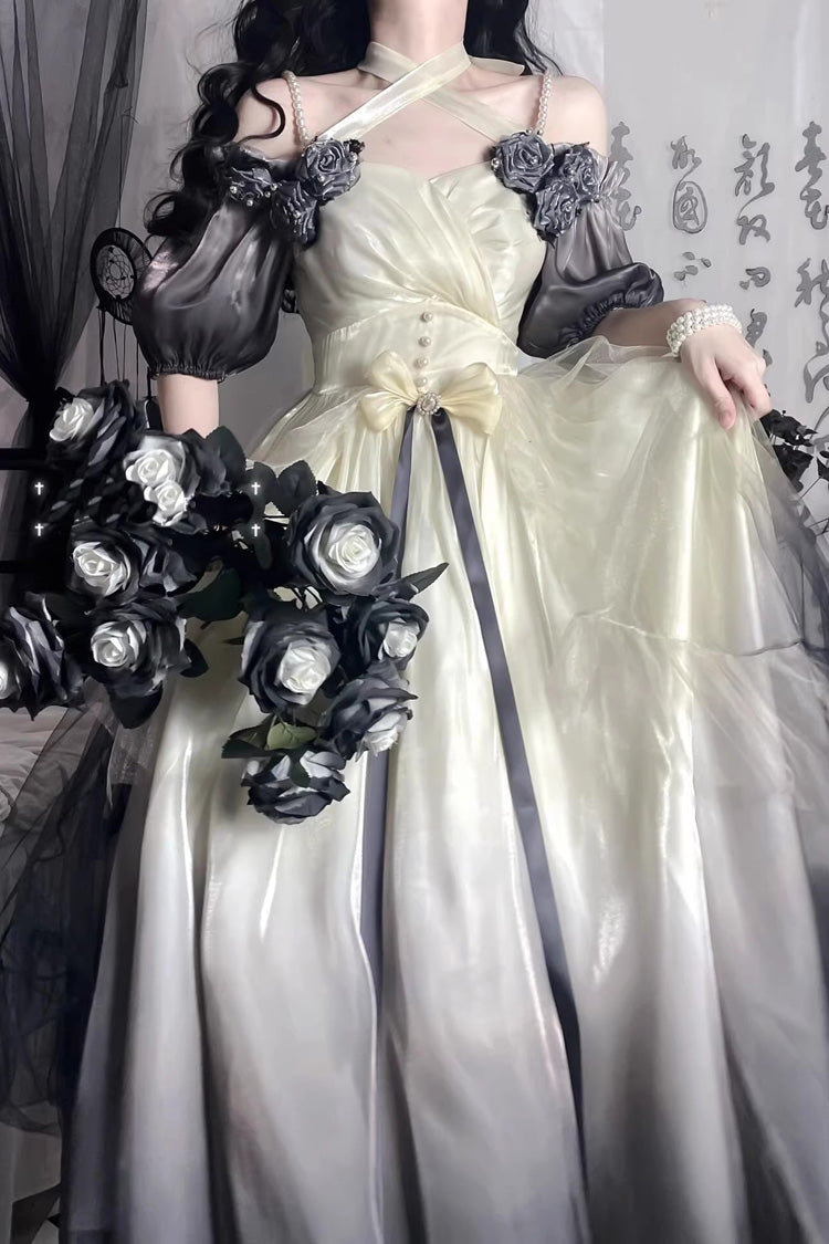 Gradient Ink Color Gorgeous Bowknot Strawberry Princess Hanayome Sweet Lolita Jsk Dress - Product - 4
