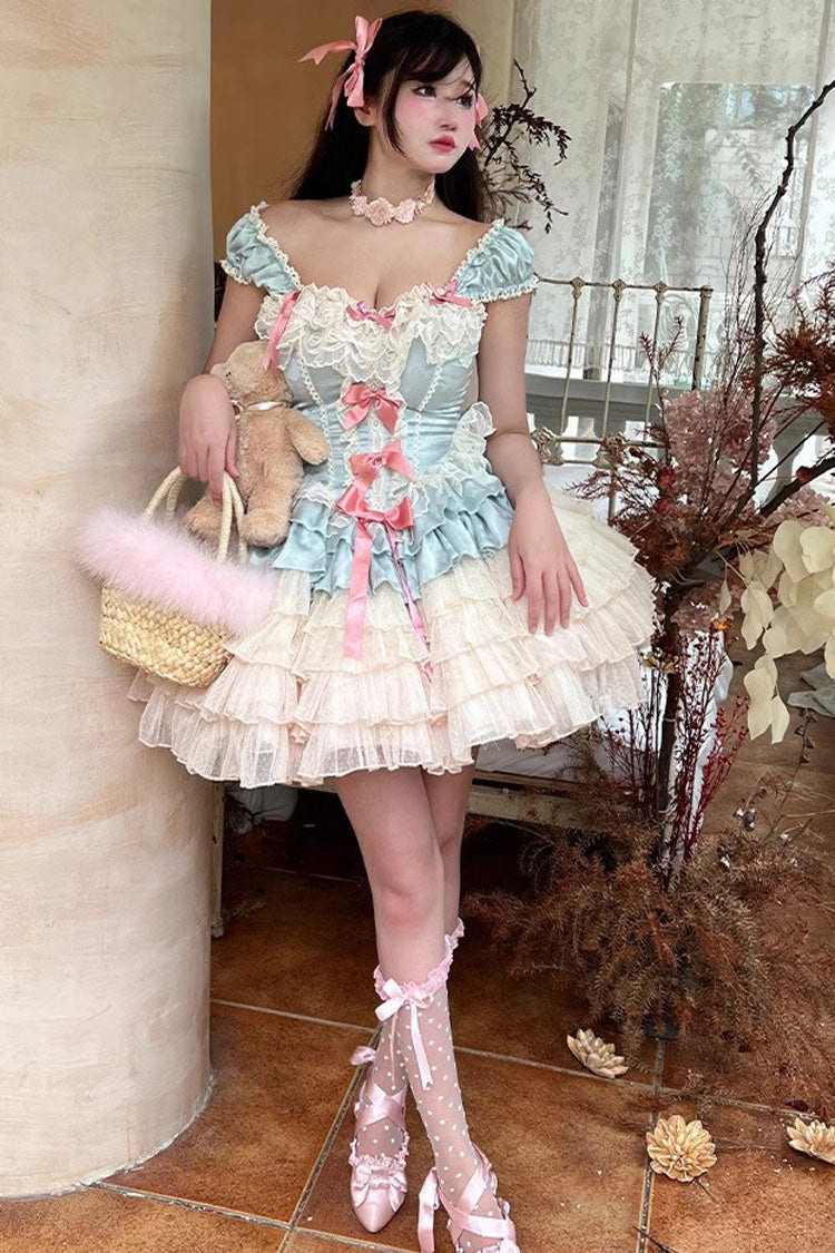 Love God Girl Romantic Ballet Style Multi-layer Ruffle Sweet Princess Lolita Dress 2 Colors - Product - 8