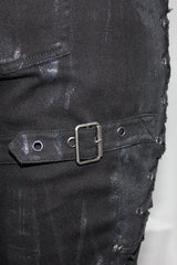 Black Punk Mecha Hand Painted Slim Mens Pants - Product - 6