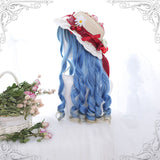 Blue Ancient Rome Series Rome Curly Hair-tail Gradient Classic Lolita Wigs - Product - 4