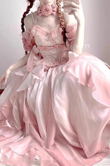 Pink Bowknot Irregular Sweet Princess Lolita Jsk Dress - Product - 2
