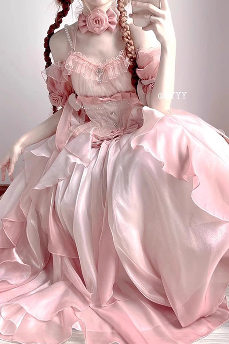 Pink Bowknot Irregular Sweet Princess Lolita Jsk Dress - Product - 2