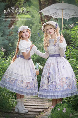 Purple [Red Hare Tea Party] Lapel Collar Long Sleeves Printed Ruffled Lace Chiffon Sweet Elegant Lolita Dress - Product - 4