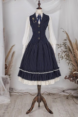 Multi-layer Striped Print Ruffle Sweet College Style Elegant Lolita Skirt 3 Colors - Product - 19