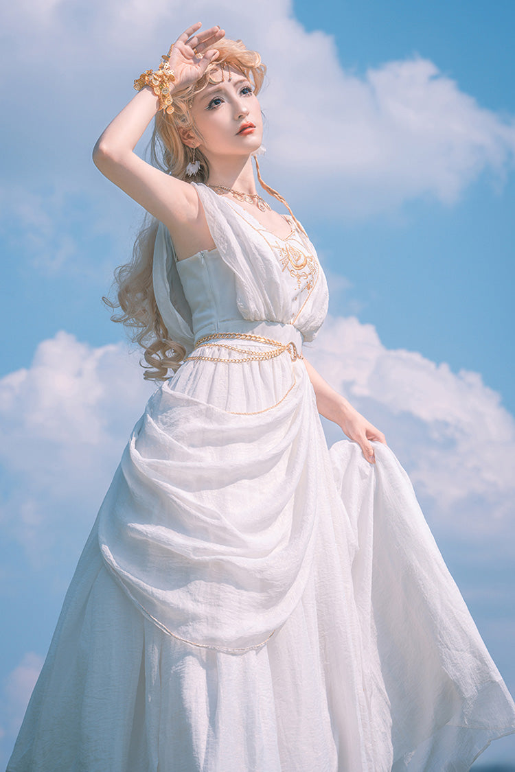 White [Ragnarok] Sleeveless Embroidery Sweet Elegant Lolita Jsk Dress - Product - 4