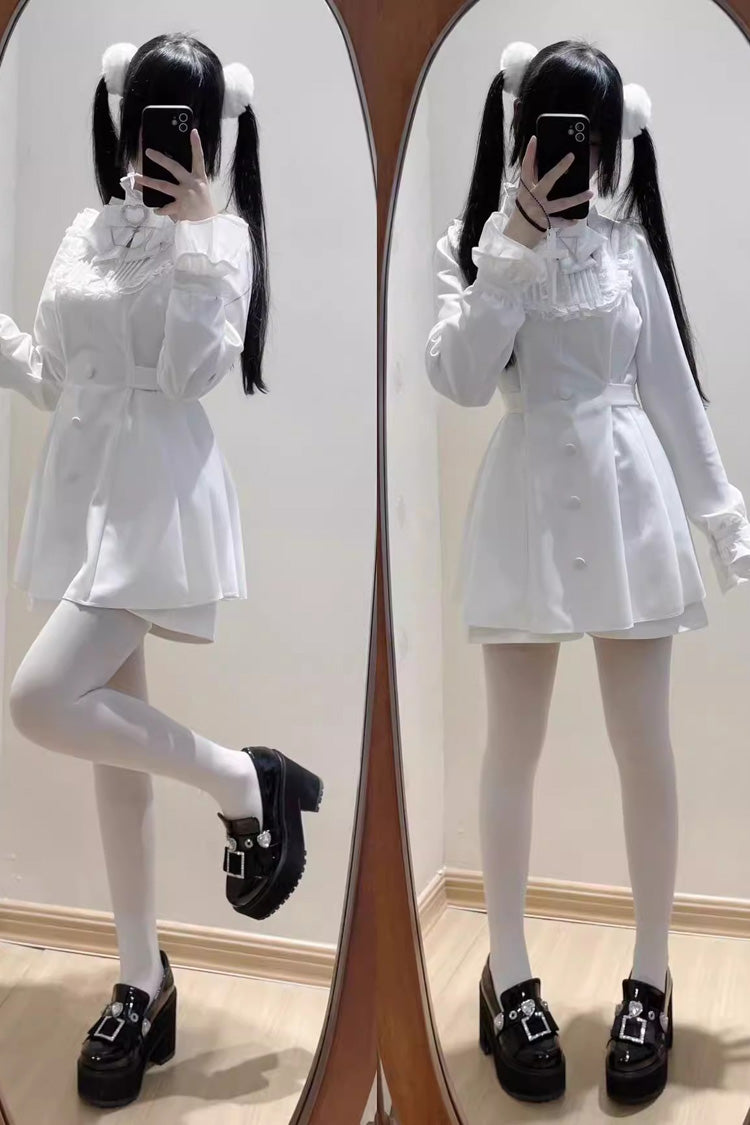 Stairway to Heaven Long Sleeves Embroidery Bowknot Lace Sweet Jirai Kei Set 3 Colors - Product - 4