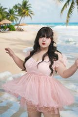 Pink Sleeveless Bow Lace Sweet Lolita Two-piece Swimsuit - Product - 6